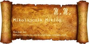 Mikolajcsik Miklós névjegykártya